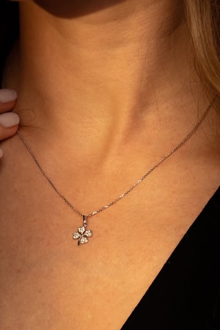 Pendentif Petit Trèfle Or blanc