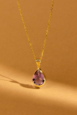 Pendentif Goutte Or jaune et améthyste