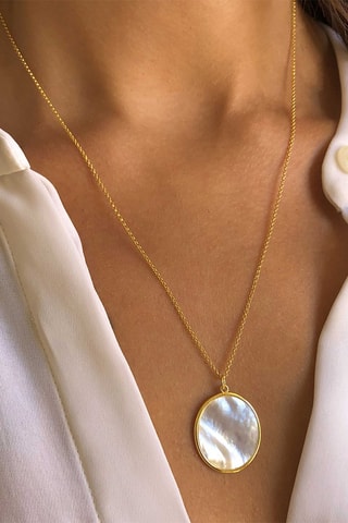 Collier Argent plaqué or jaune et nacre