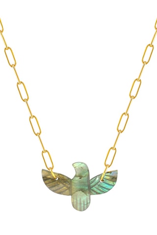 Collier Argent plaqué or jaune et labradorite