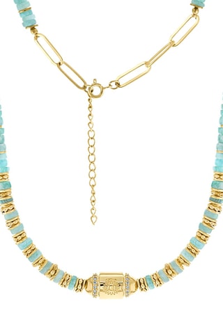 Collier - Plaqué or jaune et amazonites 