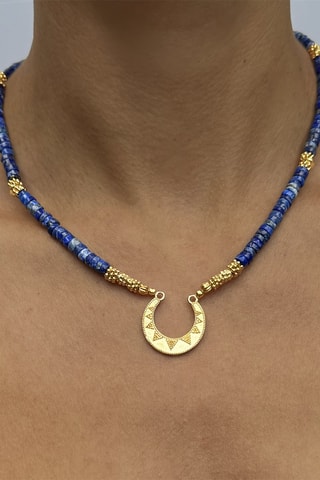 Collier - Plaqué or jaune et lapis-lazuli 