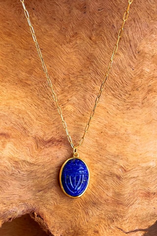 Collier doré à l'or fin jaune - Lapis-lazuli