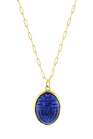 Collier doré à l'or fin jaune - Lapis-lazuli