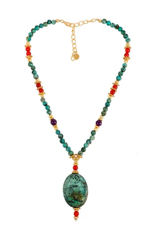 Collier - Turquoise africaine, onyx et améthyste