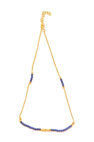Collier doré à l'or fin jaune - Lapis-lazuli