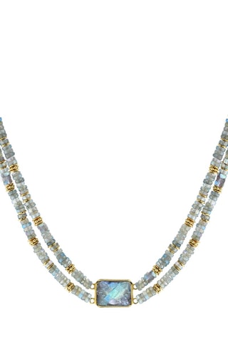 Collier doré à l'or fin jaune - Iolite et apatite