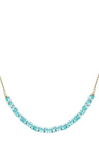 Collier doré à l'or fin jaune - Iolite et apatite