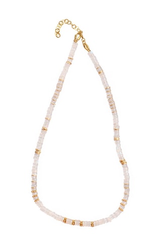 Collier doré à l'or fin jaune - Pierre de lune