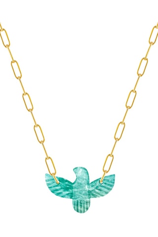 Collier - Plaqué or jaune et amazonite