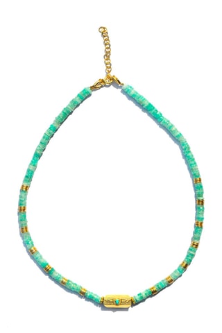 Collier doré à l'or fin jaune - Amazonite et turquoise