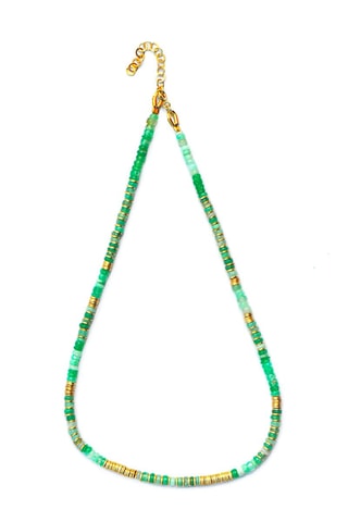 Collier doré à l'or fin jaune - Chrysoprase
