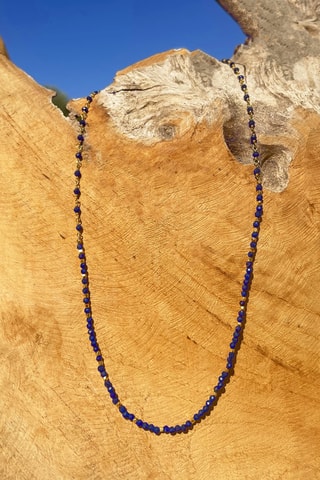 Collier doré à l'or fin jaune - Lapis-lazuli