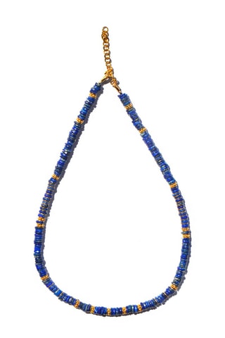 Collier doré à l'or fin jaune - Lapis-lazuli