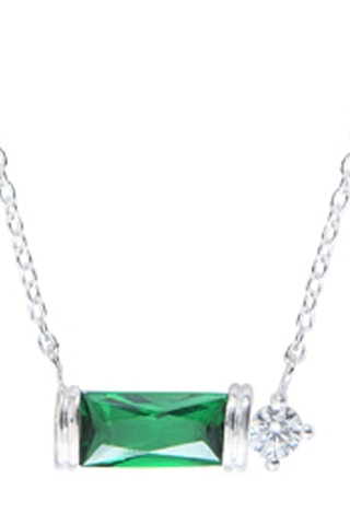 Collier Argent et émeraude