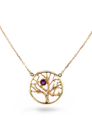Collier Argent plaqué or rose et améthyste