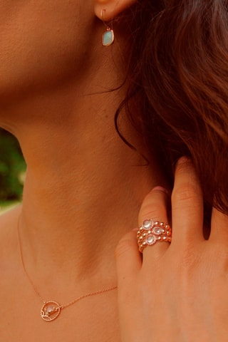 Collier Argent plaqué or rose et quartz