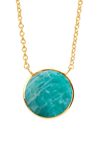 Collier - Argent plaqué or jaune et amazonite