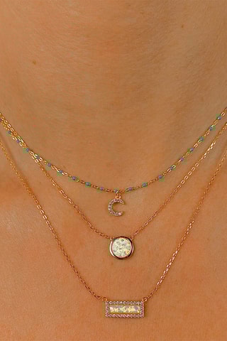 Collier - Argent plaqué or jaune et opale