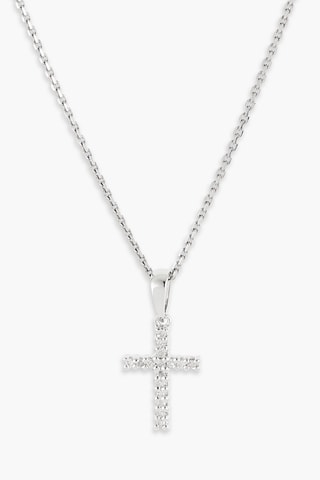 Pendentif Croix du Bonheur - Or blanc et diamants