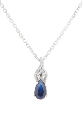 Pendentif Larme de Saphir - Or blanc, saphir et diamants