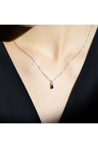 Pendentif Larme de Saphir - Or blanc, saphir et diamants
