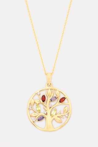 Pendentif Arbre de vie - Or jaune, diamants, grenats , iolites et péridots
