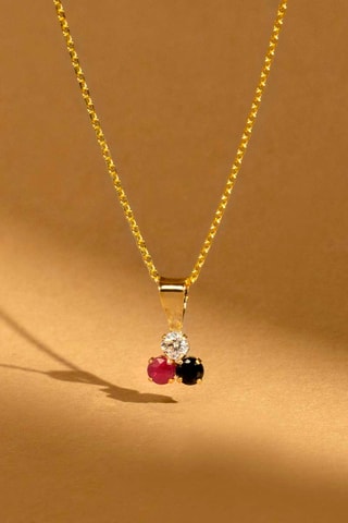 Pendentif Joli Trio Or jaune, saphir et rubis