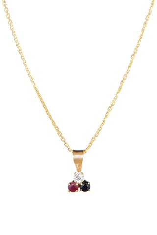 Pendentif Joli Trio Or jaune, saphir et rubis