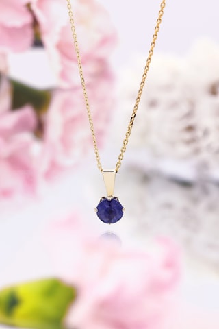 Pendentif Puce Or jaune et saphir