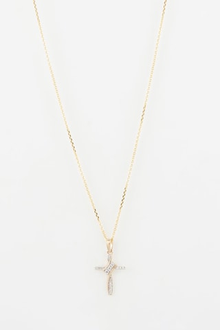 Pendentif Ma croix torsadée 
Or jaune et diamants