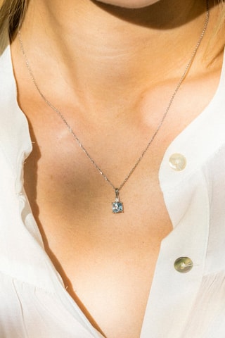 Pendentif Tonga Or blanc, diamant et topaze