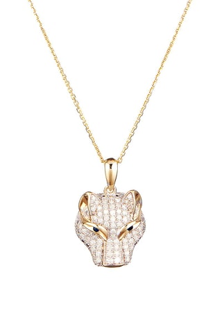 Pendentif Panthère Or jaune, diamants et saphirs