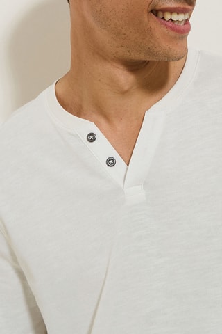 $T-shirt slim en coton biologique - Ecru