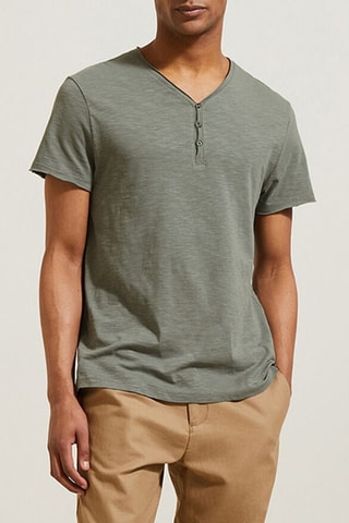 $T-shirt slim en coton biologique - Kaki