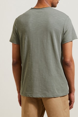 $T-shirt slim en coton biologique - Kaki