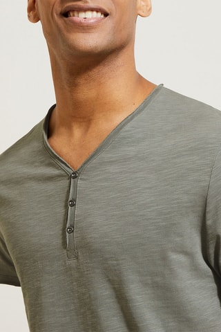 $T-shirt slim en coton biologique - Kaki