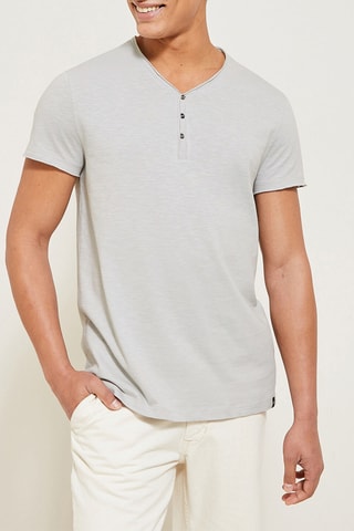 $T-shirt slim en coton biologique - Gris clair chiné