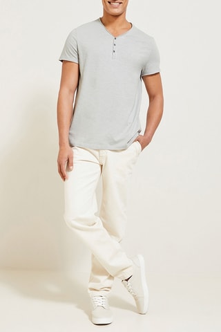 $T-shirt slim en coton biologique - Gris clair chiné