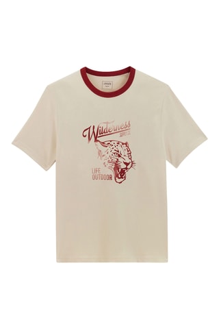 $T-shirt regular en coton biologique - Beige