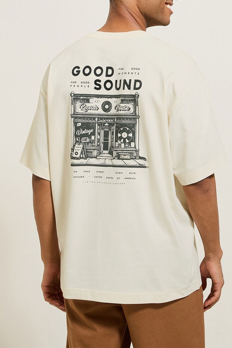 $T-shirt en coton biologique - Beige