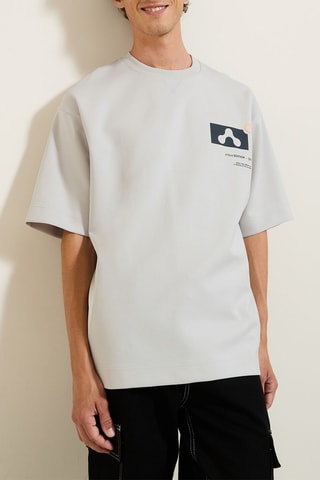 $T-shirt oversize en coton biologique - Gris clair