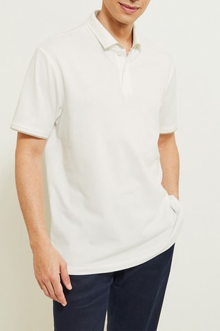 $Polo regular en coton biologique - Blanc
