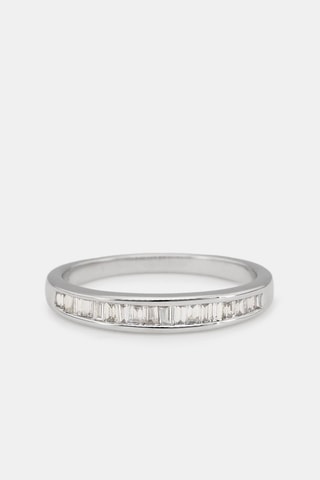 $Bague Alliance Baguette - Or blanc et diamants