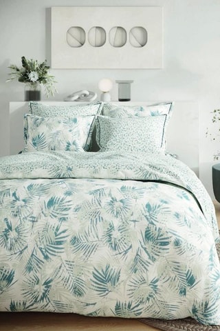 $Parure de couette en coton 57 fils/cm² Mara - Blanc et vert
