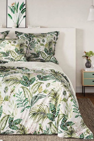 $Parure de couette en coton 57 fils/cm² - Blanc et vert