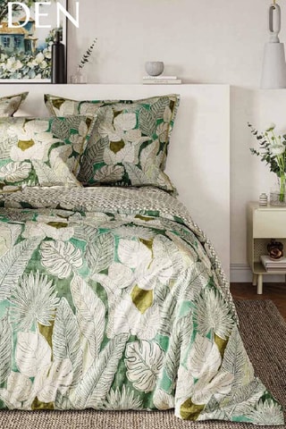 $Parure de couette en coton 57 fils/cm² - Blanc et vert