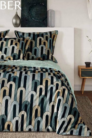 $Parure de couette en coton 57 fils/cm² - Vert et brun