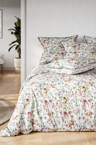 $Parure de couette en coton 57 fils/cm² Alba - Blanc et rose