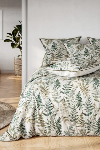 $Parure de couette en coton 57 fils/cm² Claude - Blanc et vert